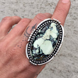 Huge Variscite Statement Ring or Pendant- Sterling Silver and Posiedon Variscite- Finished to Size