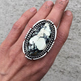 Huge Variscite Statement Ring or Pendant- Sterling Silver and Posiedon Variscite- Finished to Size