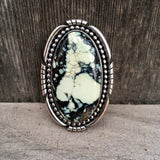 Huge Variscite Statement Ring or Pendant- Sterling Silver and Posiedon Variscite- Finished to Size