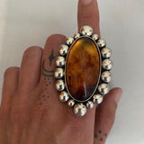 Huge Amber Bubble Ring- Sterling Silver and Mayan Amber - Finished to Size