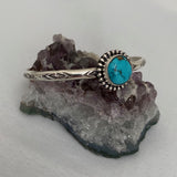 Stamped Turquoise Cuff Bracelet- Sterling Silver and Sierra Nevada Turquoise Stacker Cuff- Size M/L