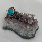 Stamped Turquoise Cuff Bracelet- Sterling Silver and Sierra Nevada Turquoise Stacker Cuff- Size M/L