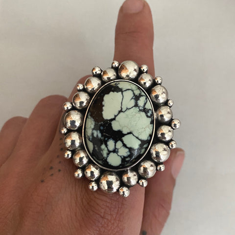 Huge Variscite Super Bubble Ring or Pendant- Sterling Silver and Posiedon Variscite- Finished to Size