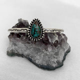 Stamped Turquoise Cuff Bracelet- Sterling Silver and Sierra Nevada Turquoise Stacker Cuff- Size M/L