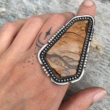 Huge Biggs Jasper Ring or Pendant- Sterling Silver and Biggs Picture Jasper- Finished to Size