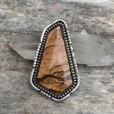 Huge Biggs Jasper Ring or Pendant- Sterling Silver and Biggs Picture Jasper- Finished to Size