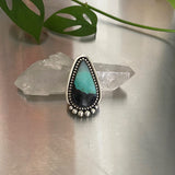 Endless Summer Teardrop Ring or Pendant- Sterling Silver and Blue Opal Petrified Wood- Finished to Size