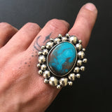 Large Bisbee Super Bubble Ring or Pendant- Sterling Silver and Bisbee Turquoise- Finished to Size