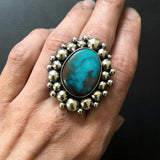 Large Bisbee Super Bubble Ring or Pendant- Sterling Silver and Bisbee Turquoise- Finished to Size