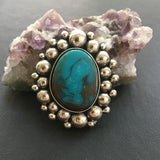 Large Bisbee Super Bubble Ring or Pendant- Sterling Silver and Bisbee Turquoise- Finished to Size