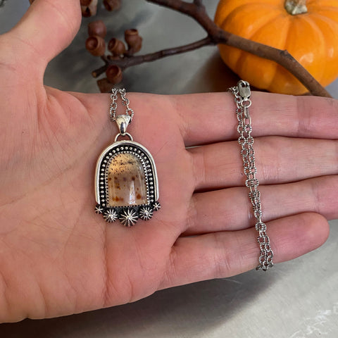 Dearly Departed Necklace- Sterling Silver and Montana Agate- 18" Chain