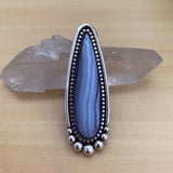 Huge Blue Lace Agate Talon Ring or Pendant- Sterling Silver and Agate- Finished to Size