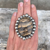 Huge Blue Biggs Bubble Ring or Pendant- Sterling Silver and Rare Blue Biggs Jasper- Finished to Size