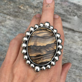 Huge Blue Biggs Bubble Ring or Pendant- Sterling Silver and Rare Blue Biggs Jasper- Finished to Size