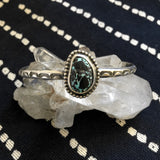 Stamped Turquoise Stacker Cuff- Blue Moon Turquoise and Sterling Silver Bracelet- Size M/L