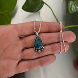 Dainty Turquoise Celestial Necklace- Sterling Silver and Blue Moon Turquoise- 18" Chain