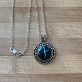 Sundial Necklace- Sierra Nevada Ribbon Turquoise and Sterling Silver Necklace- Chain Included