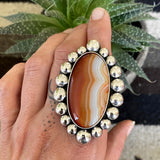 Huge Banded Agate and Sterling Silver Bubble Ring or Pendant- Finished to Size