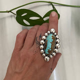 Large Bubble Ring or Pendant- Sterling Silver and Royston Turquoise- Finished to Size