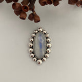 Huge Rainbow Moonstone Bubble Ring or Pendant- Sterling Silver- Finished to Size