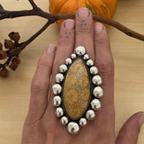 Huge Fossilized Coral Bubble Ring or Pendant- Sterling Silver and Fossil Coral- Finished to Size