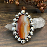 Huge Banded Agate and Sterling Silver Bubble Ring or Pendant- Finished to Size