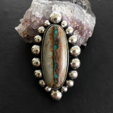 Royston Ribbon Bubble Ring- Sterling Silver and Royston Turquoise Statement Ring- Finished to Size or as Pendant