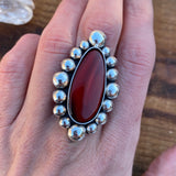 Large Rosarita Bubble Ring- Sterling Silver and Red Rosarita- Finished to Size or as a Pendant