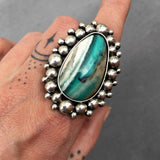 Blue Opal Petrified Wood Super Bubble Ring or Pendant- Sterling Silver and Indonesian Opalized Wood- Finished to Size