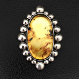Large Amber Bubble Ring- Sterling Silver and Mayan Amber - Finished to Size
