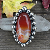 Huge Banded Agate and Sterling Silver Bubble Ring or Pendant- Finished to Size