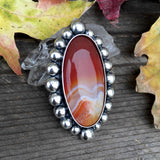 Huge Banded Agate and Sterling Silver Bubble Ring or Pendant- Finished to Size