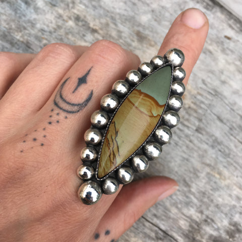 Large Owyhee Jasper Bubble Ring or Pendant- Sterling Silver and Owyhee Picture Jasper- Finished to Size