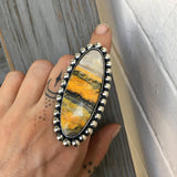 Huge Bumble Bee Jasper Bubble Ring- Sterling Silver and Bumblebee Jasper Statement Ring- Finished to Size