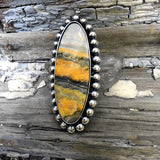 Huge Bumble Bee Jasper Bubble Ring- Sterling Silver and Bumblebee Jasper Statement Ring- Finished to Size