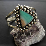 Super Bubble Blue Opal Petrified Wood Cuff- Sterling Silver and Indonesian Opalized Wood Statement Cuff