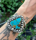 Huge Royston Turquoise Cuff Bracelet- Sterling Silver and Royston Turquoise Bubble Cuff- Statement Cuff