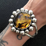 Chunky Amber Bubble Cuff Bracelet- Sterling Silver and Mayan Amber