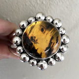 Chunky Amber Bubble Cuff Bracelet- Sterling Silver and Mayan Amber