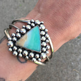 Super Bubble Blue Opal Petrified Wood Cuff- Sterling Silver and Indonesian Opalized Wood Statement Cuff