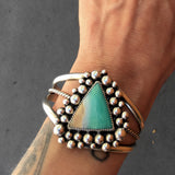 Super Bubble Blue Opal Petrified Wood Cuff- Sterling Silver and Indonesian Opalized Wood Statement Cuff