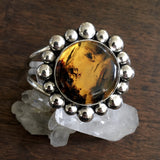 Chunky Amber Bubble Cuff Bracelet- Sterling Silver and Mayan Amber