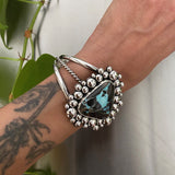 Chunky Turquoise Super Bubble Cuff- Sterling Silver and Blue Moon Turquoise Bracelet- Size S/M