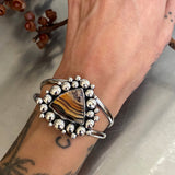 Chunky Super Bubble Cuff- Sterling Silver and Montana Agate Bracelet- Size S/M
