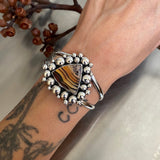 Chunky Super Bubble Cuff- Sterling Silver and Montana Agate Bracelet- Size S/M