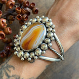 Super Bubble Agate Cuff- Sterling Silver and Banded Agate Statement Cuff