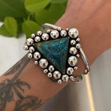 Chunky Turquoise Super Bubble Cuff- Sterling Silver and Bamboo Mountain Turquoise Bracelet- Size L