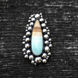 Blue Opal Petrified Wood Bubble Ring- Sterling Silver and Indonesian Opalized Petrified Wood- Finished to Size
