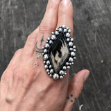 Large Petrified Palm Root Super Bubble Ring- Sterling Silver and Palm Root- Finished to Size