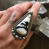 Celestial White Buffalo Statement Ring- Sterling Silver and White Buffalo - Finished to Size or as a Pendant